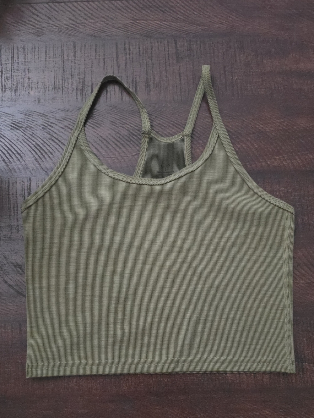 Fleo Olive Ribbed Racerback Crop Tank Top